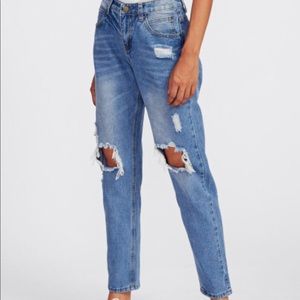 Ripped Knees Loose Jeans